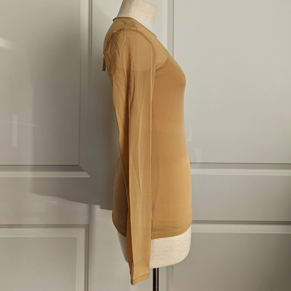 Vince Layered Top Sheer Mesh Crew Neck With V-Neck Camisole Pale Walnut M NWT - Picture 6 of 15